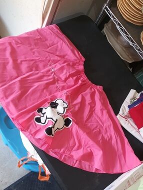 Bright Pink Skirt with Embroidered Dog Appliqué